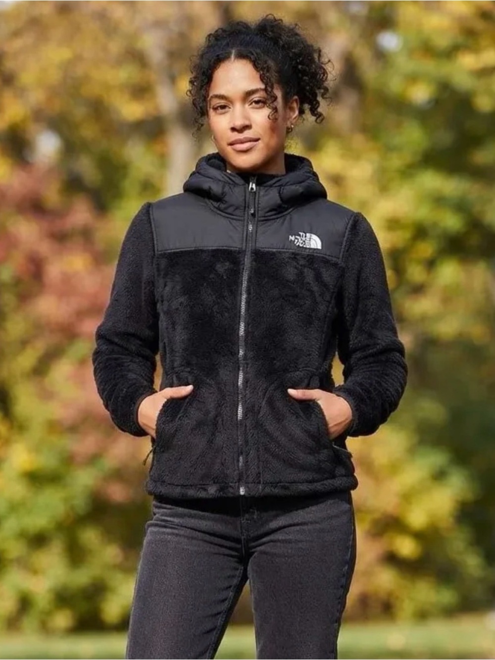 The North Face Oso Hybrid Full Zip Hooded Fleece Jacket Weather Resistant Coat